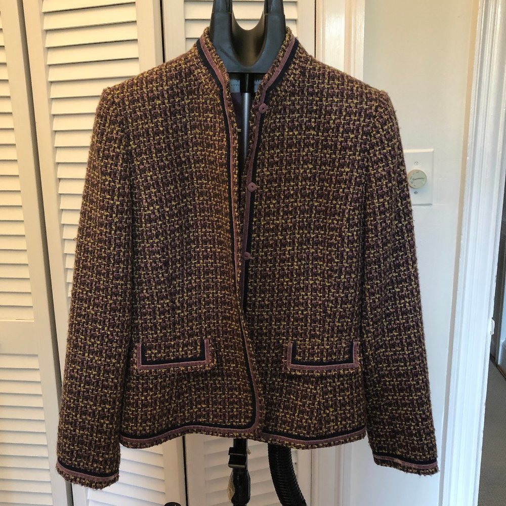 Tahari Arthur S Levine purple green jacket size 10
